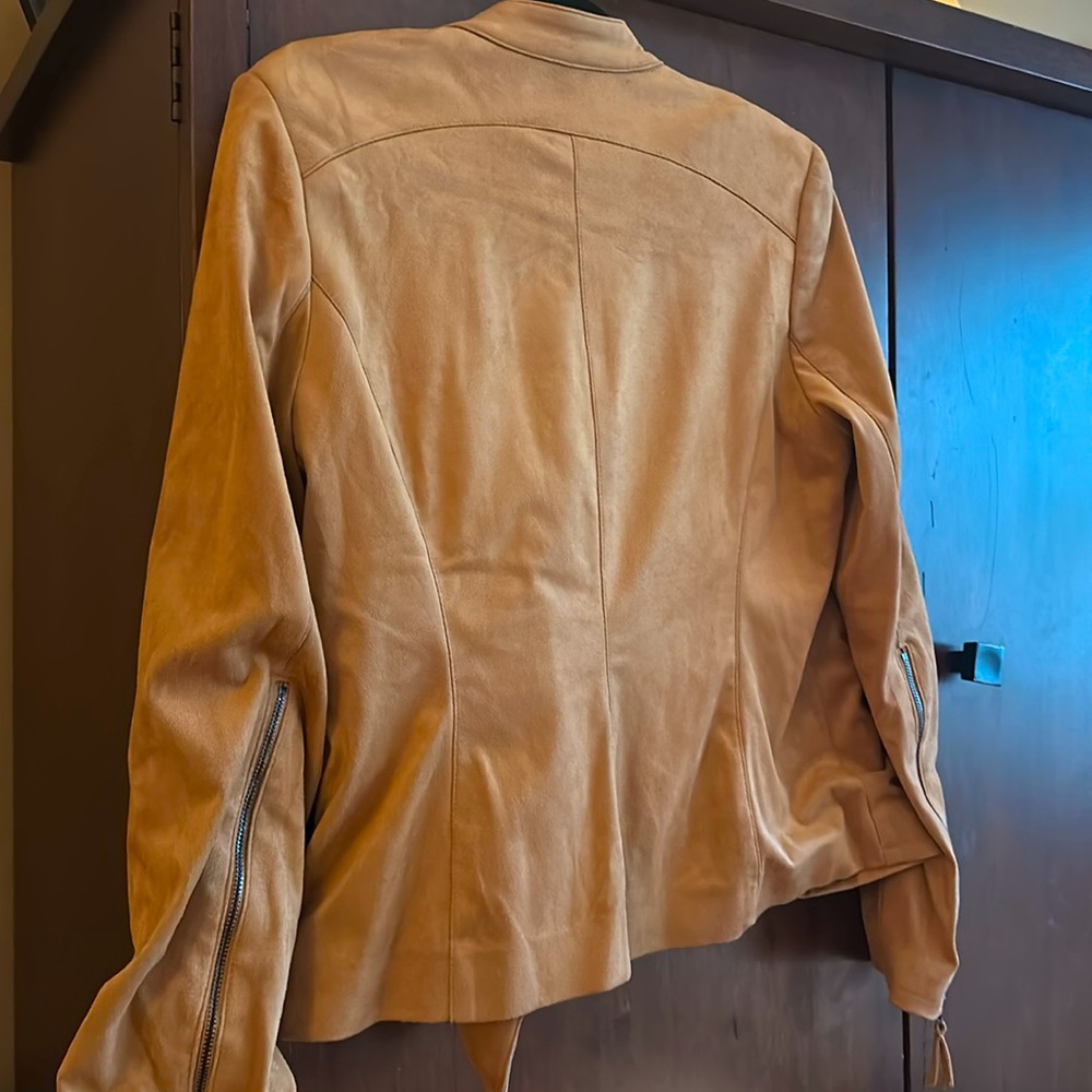 Adrienne Vittadini Faux Suede Moto Jacket - camel - Picture 4 of 4